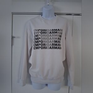 Emporio Armani/ White Crewneck Sweater/ Approx. Size Men's US S/ Women's US M